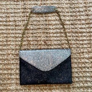 JCREW Purse- NWT Black and Silver Glitter